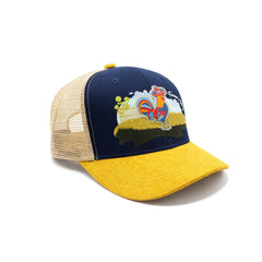 Gorra Knite Farmer Gallo Azul Trucker Agro Ajustable amarillo