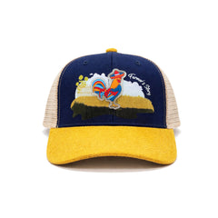 Gorra Knite Farmer Gallo Azul Trucker Agro Ajustable amarillo