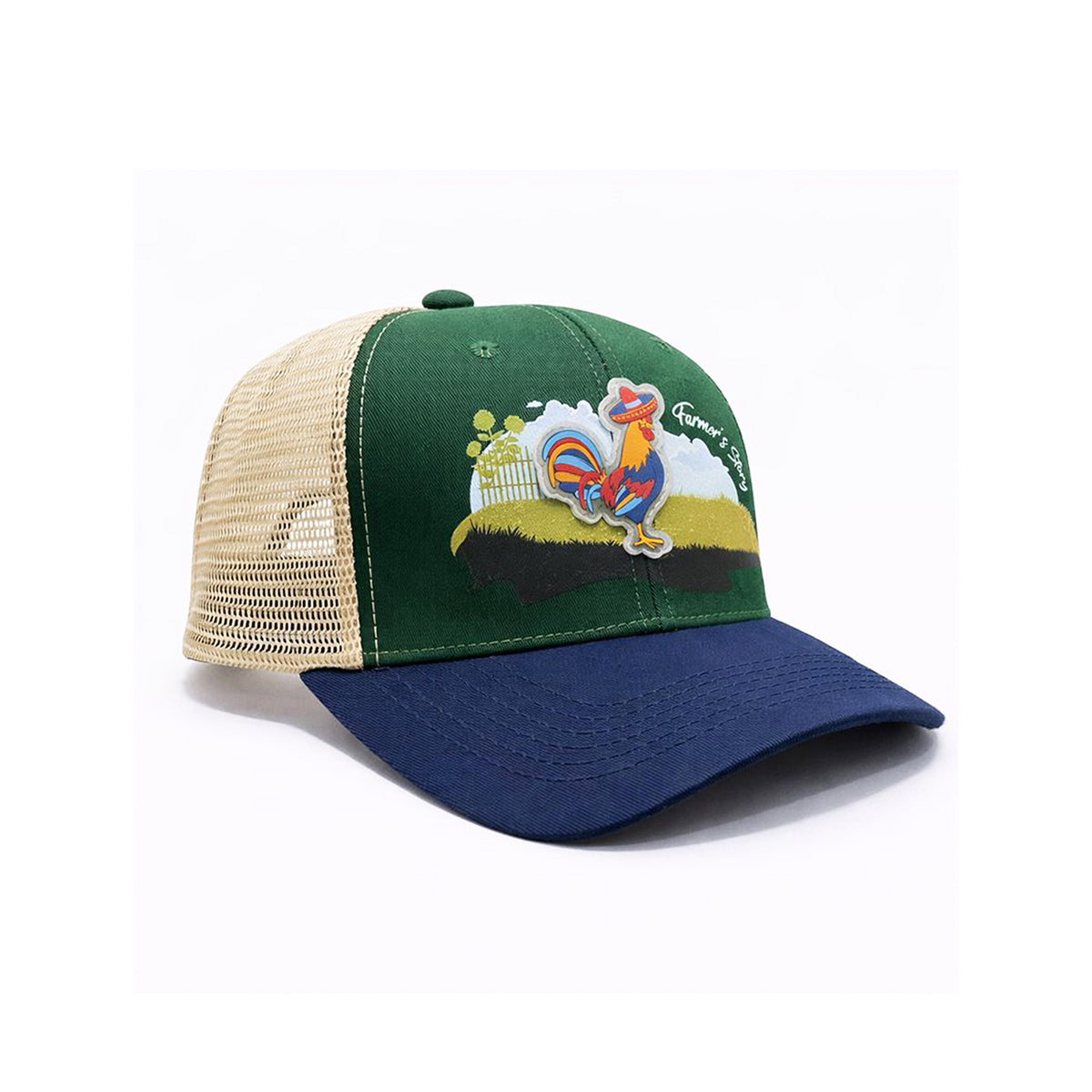 Gorra Knite Farmer Gallo Azul Trucker Agro Ajustable verde