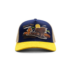 Gorra Trucker Harvest brown Ajustable Knite Estilo Campo amarillo