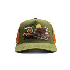 Gorra Trucker Harvest brown Ajustable Knite Estilo Campo verde