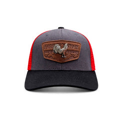 Gorra Knite Farmer Rooster Silver Trucker Plata Ajustable rojo