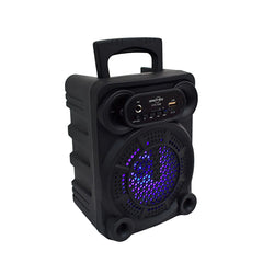 Bocina Bluetooth portátil 4 pulgadas con micrófono y luz LED