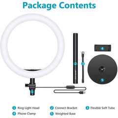 Aro Luz Led Elegate De 10 Pulgadas Con Soporte Para Mesa - Negro Blanco cálido/Blanco frío