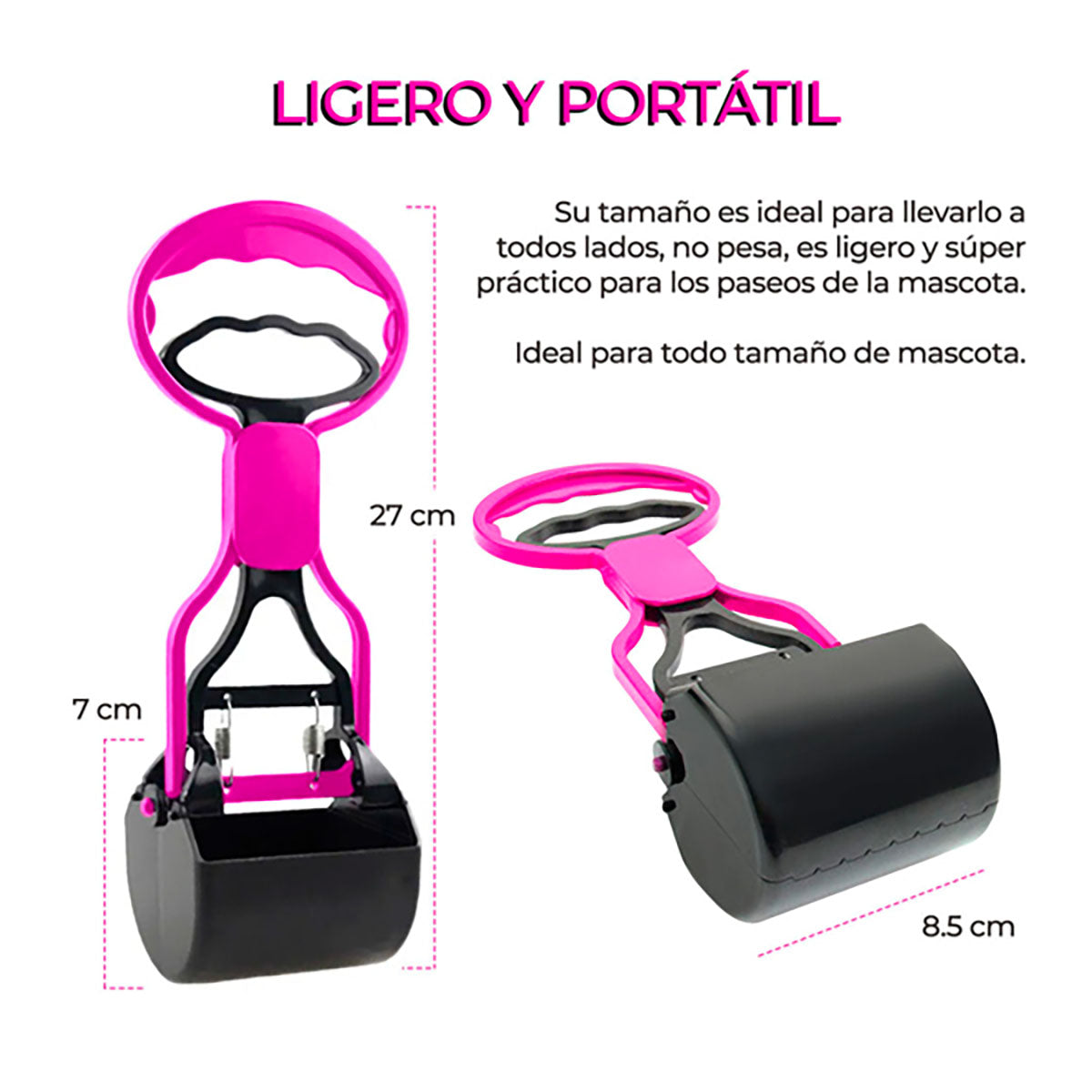 Recogedor Heces Mascotas Desechos 27cm Ele-gate - Rosa N/A