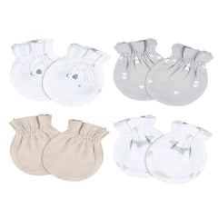 Mitones Gerber bebé blanco gris antirrasguños 0-6 meses-0-3M