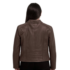 Chamarra de piel castelli biker mujer slim cuello redondo-L