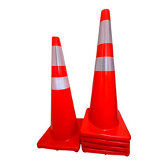 Set Conos 5 pzs Tránsito Vial Naranja Reflejante Seguridad-90 cm