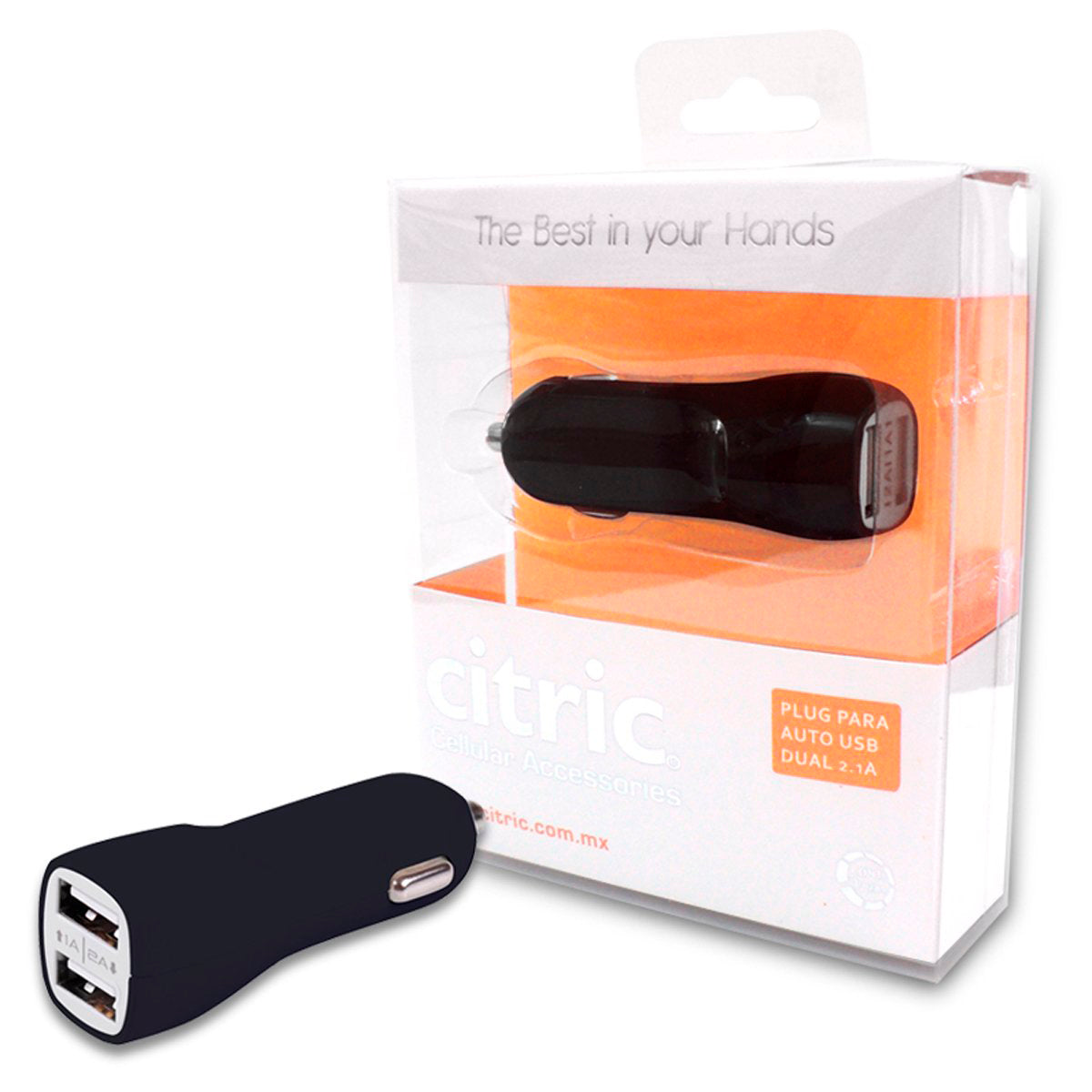 Cargador Para Auto Plug In 2 Usb 2100 Mah Con Cable V8 Ngr - Negro N/A