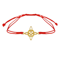 Pulsera Roja Nudo de Bruja Oro Laminado Amuleto Vangania