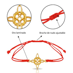 Pulsera Roja Nudo de Bruja Oro Laminado Amuleto Vangania