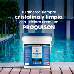 Cloro para alberca 20 kg tabletas 3 pulgadas Proquison 90%