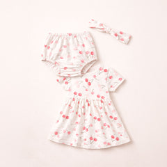 Vestido Gerber blanco niña conjunto 3 piezas verano-2T, 3T, 4T, 5T