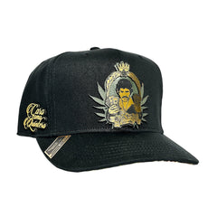VAGO Style CARO COMO QUINTERO Gorra Unica Artesanal Negra Ajustable con Visera Curva con Estampado B