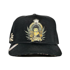 VAGO Style CARO COMO QUINTERO Gorra Unica Artesanal Negra Ajustable con Visera Curva con Estampado B
