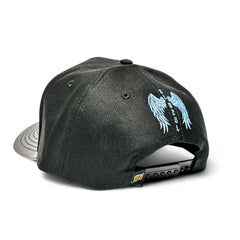 VAGO Style EL AZUL Gorra Unica Artesanal Negra Ajustable con Visera Curva Negra Imitación Piel-Unita