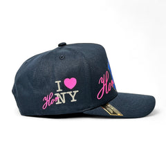 VAGO Style HORNY Gorra Unica Artesanal Azul Marino Ajustable con Visera Curva-Unitalla