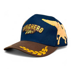 VAGO RANCHERO VIBES Gorra Visera Curva Azul Marino con Café-Unitalla