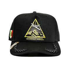 Gorra Vago Style de gabardina negra, ajuste snapback, detalle dorado