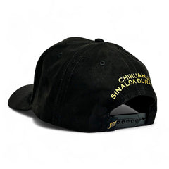 VAGO Style TRIANGULO DORADO Gorra Unica Artesanal Negra de Gamuza Ajustable con Visera Curva-Unitall