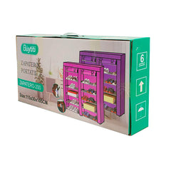 Zapatero Portátil De 6 Niveles Con Funda Cubre Polvo Buytiti - Morado