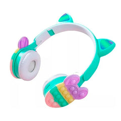 Audifonos Inalambricos Bluetooth Pop it de orejitas led B30 Verde