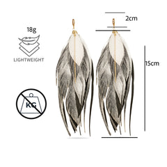 Aretes Multipluma Silver White regalo para mujer vangania-15CM