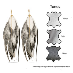 Aretes Multipluma Silver White regalo para mujer vangania-19CM
