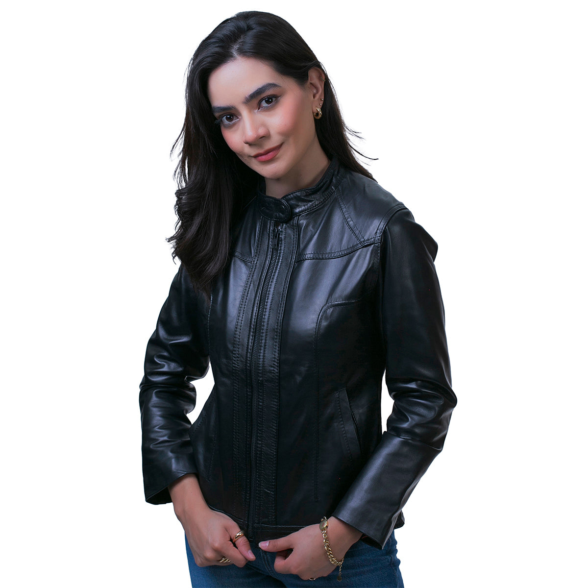 Chamarra castelli mujer piel borrego negra tipo saco-XXL