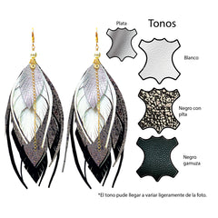 Aretes largos de mujer VANGANIA negros regalo mujer joyería-Unitalla