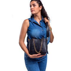Bolsa castelli dama croco piel genuina correa desmontable