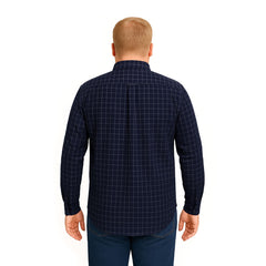 Camisa Big Kong manga larga tallas grandes azul cuadros 6XL-6XL