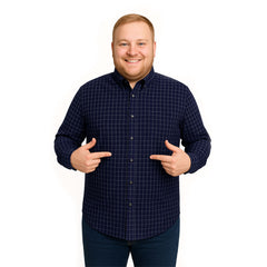 Camisa Big Kong manga larga tallas grandes azul cuadros 2XL-2XL