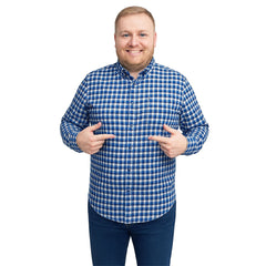 Camisa Big Kong manga larga tallas grandes cuadros azul XL-XL