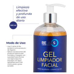 Gel limpiador facial BE AES con ácido salicílico + oro 500ML