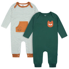 Mameluco Gerber Pack 2 Algodón Verde Con Pies Bebé Niño-3-6M