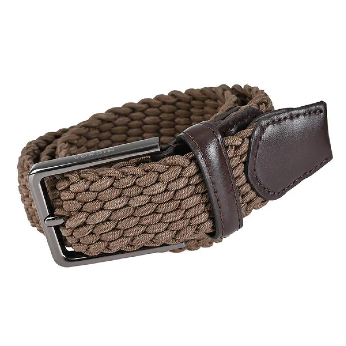 Cinturón Hickok Trenzado Stretch Mocca Hombre 37mm-34-36