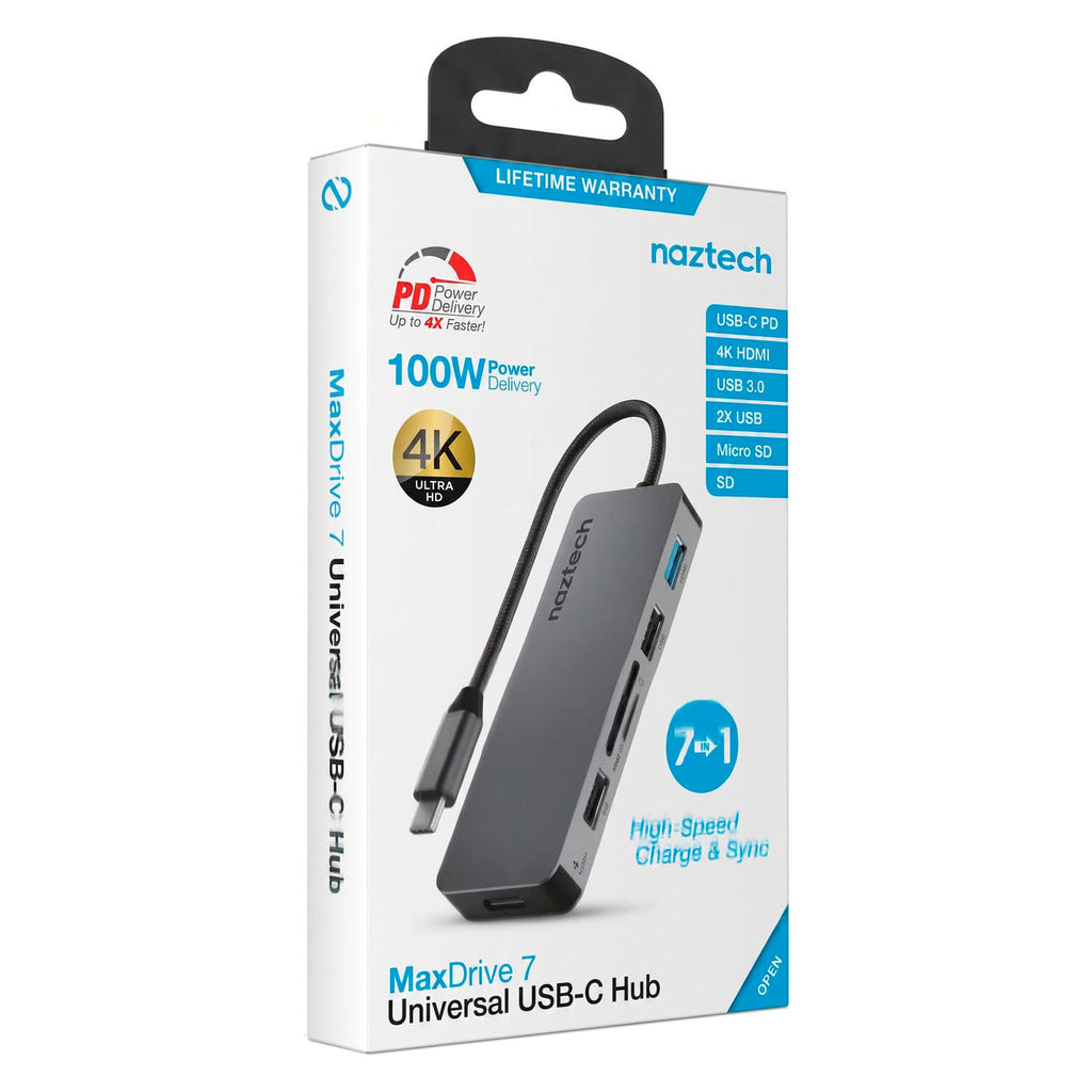 Hub USB C Naztech MaxDrive7 Adaptador 7 en 1 HDMI Gris