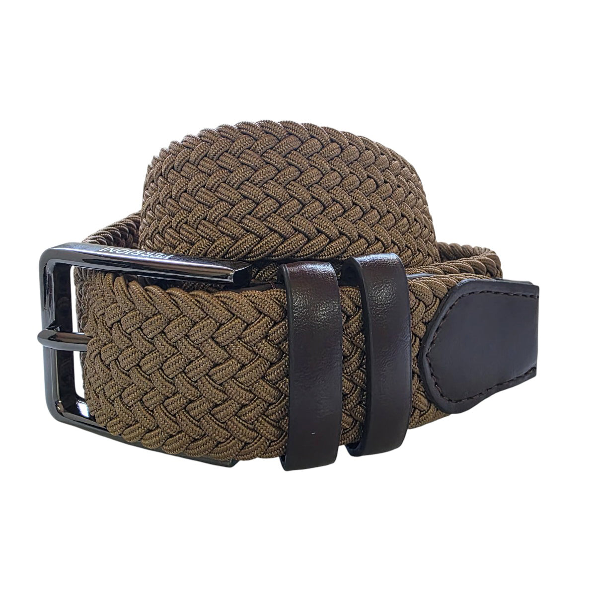 Cinturón Ferrioni Textil Elástico Trenzado Caqui Hombre 34mm-30-32