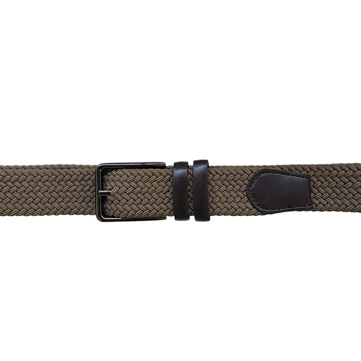 Cinturón Ferrioni Textil Elástico Trenzado Caqui Hombre 34mm-42-44