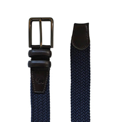 Cinturón Ferrioni Textil Elástico Trenzado Azul Hombre 34mm-38-40