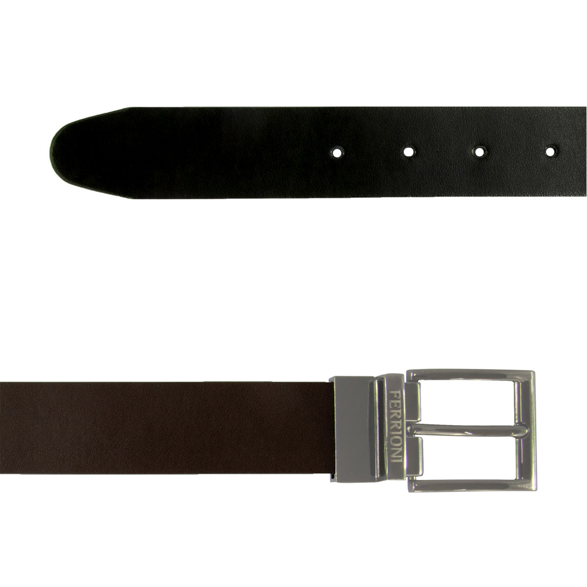 Cinturon Reversible Piel Genuina Hombre Chocolate Negro-30-32
