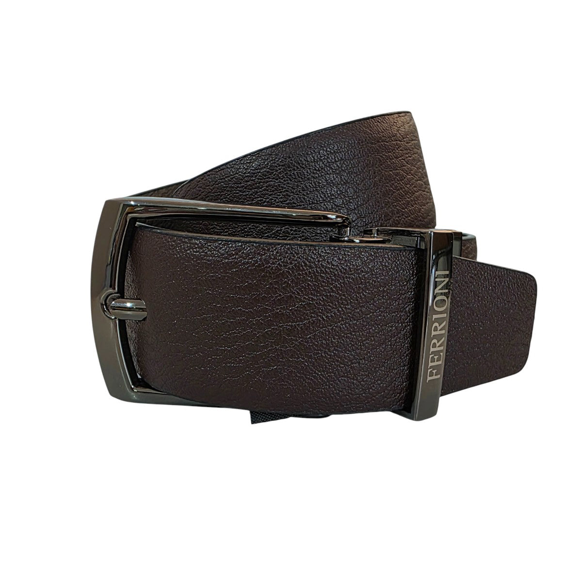 Cinturon Ferrioni Reversible Piel Genuina Negro Moka 34mm-42-44
