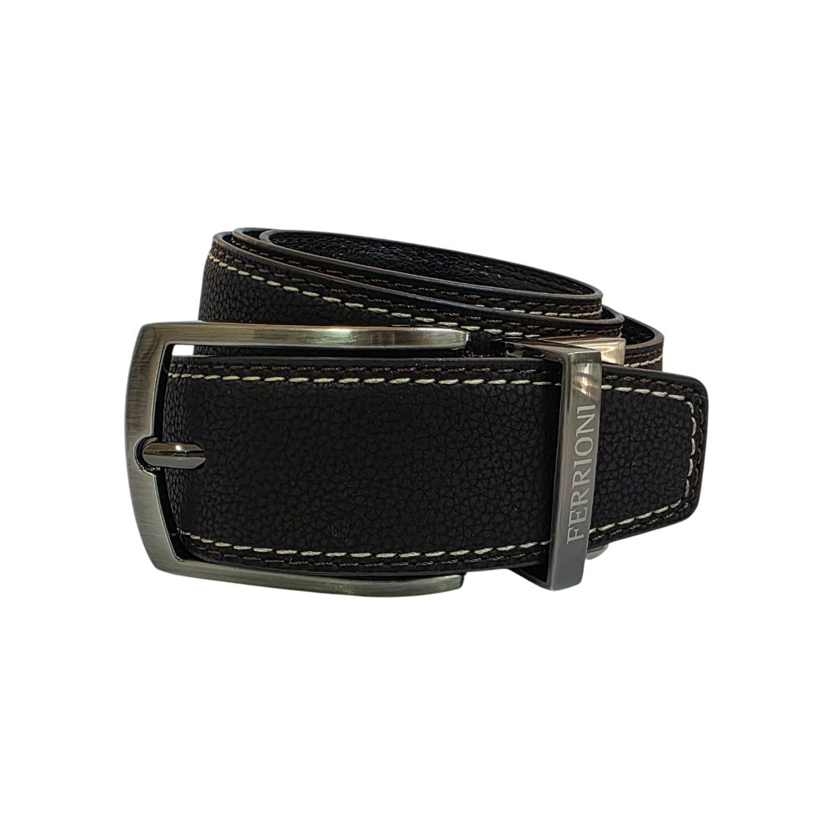 Cinturón Ferrioni Reversible Hombre Piel Negro Café 34mm-42-44