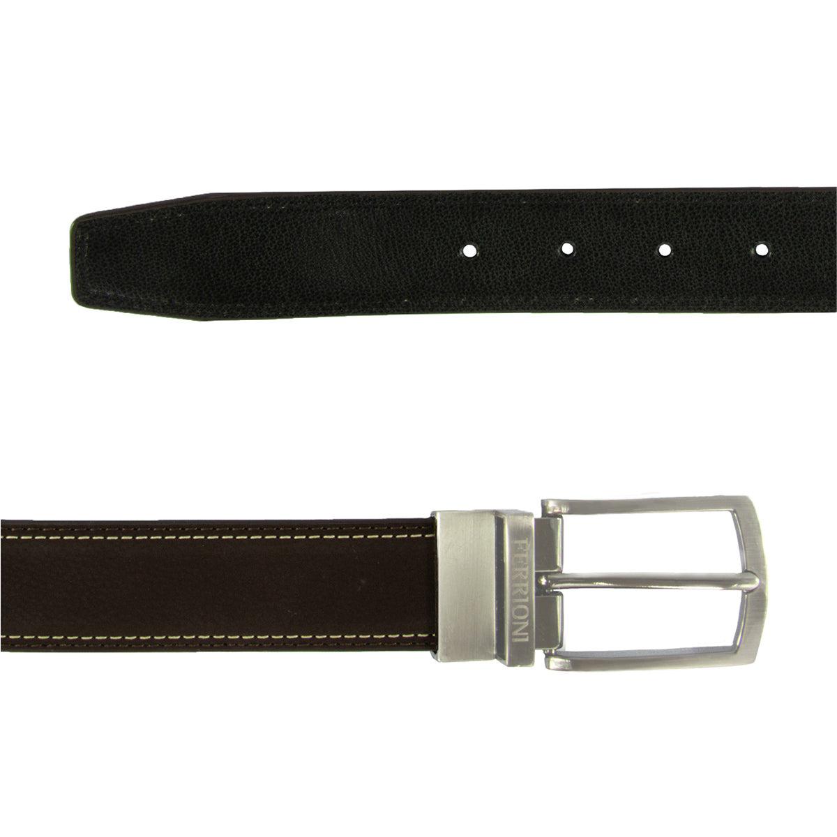 Cinturón Ferrioni Reversible Hombre Piel Negro Café 34mm-34-36