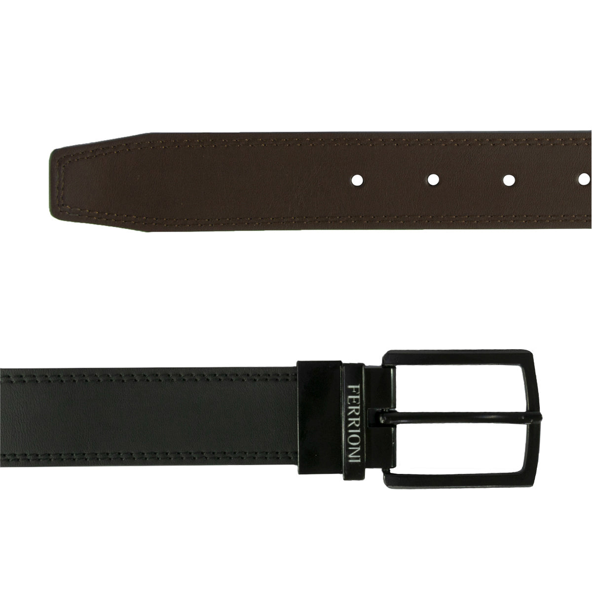 Cinturón Ferrioni Reversible Hombre Piel Negro Café 40mm-42-44