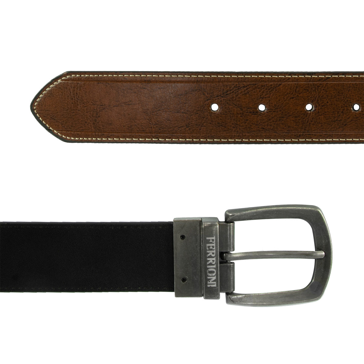 Cinturón Ferrioni Reversible Hombre Piel chesnut Negro 40mm-42-44