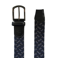 Cinturón Ferrioni Textil Elástico Trenzado Azul Gris Hombre-38-40
