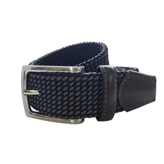 Cinturón Ferrioni Textil Elástico Trenzado Negro Gris Hombre-42-44
