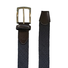 Cinturón Ferrioni Textil Elástico Trenzado Negro Gris Hombre-30-32